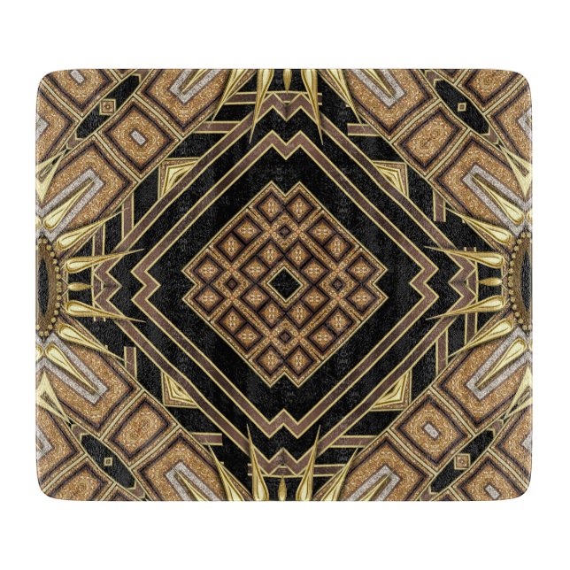 Tabla De Cortar Diseño geométrico de oro negro Art Deco (Anverso)