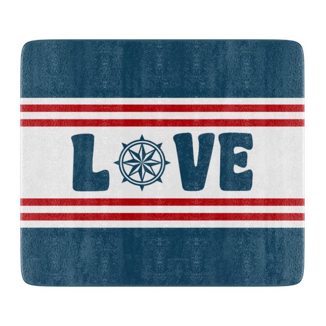 Tabla De Cortar Diseño náutico de amor (Anverso)
