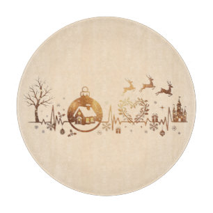Tabla De Cortar Diseño Navideño del Latido del Corazón