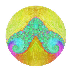 Tabla De Cortar Diseño original 3D de color amarillo verde rosa