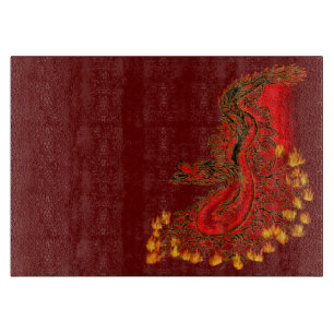 Tabla De Cortar Diseño rojo y dorado de China Dragon
