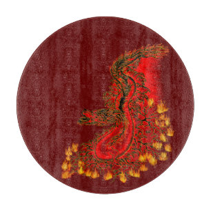 Tabla De Cortar Diseño rojo y dorado de China Dragon