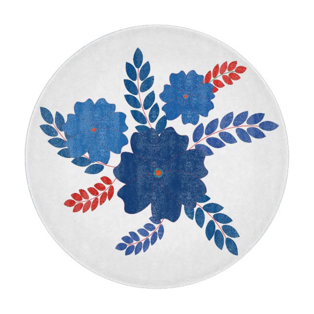 Tabla De Cortar Diseño vectorial de flores azules simples (Anverso)