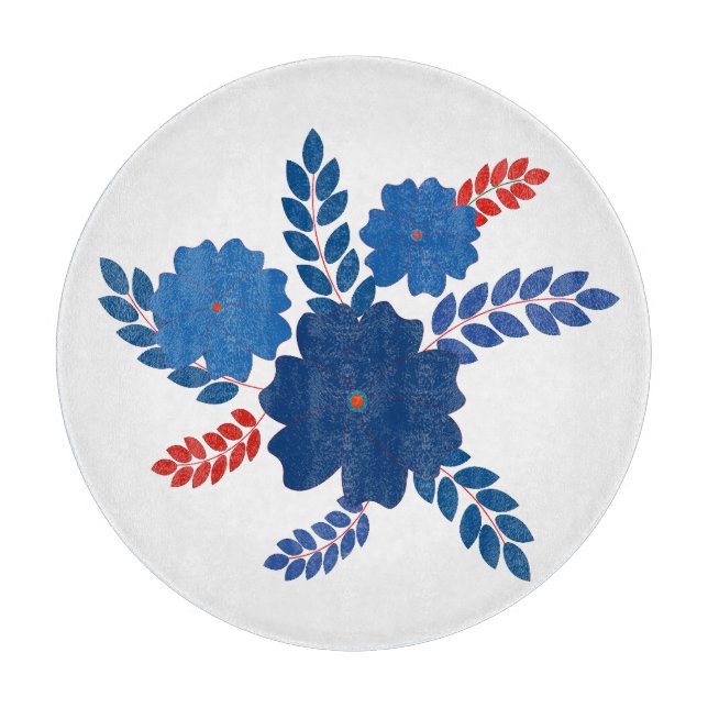 Tabla De Cortar Diseño vectorial de flores azules simples (Anverso)