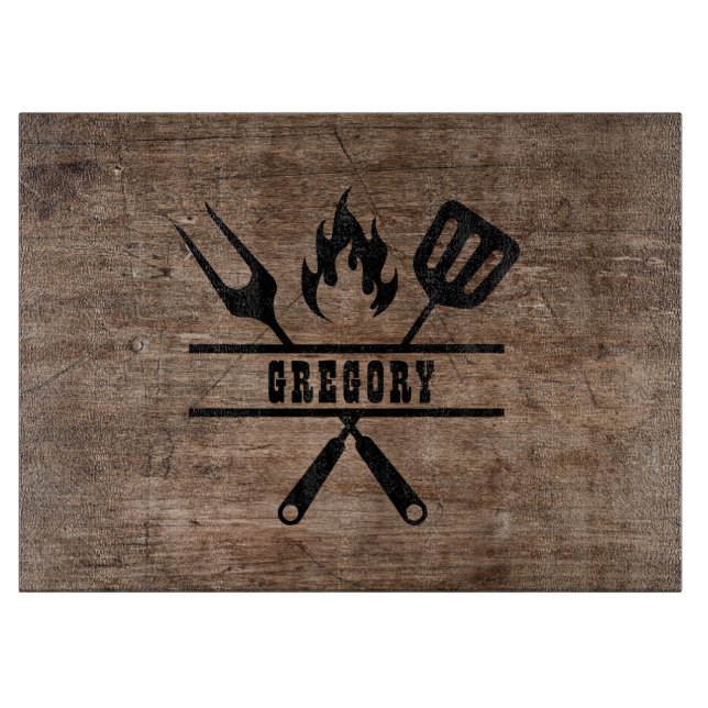 Tabla De Cortar Distressed Wood Grillmaster Utensil  (Anverso)