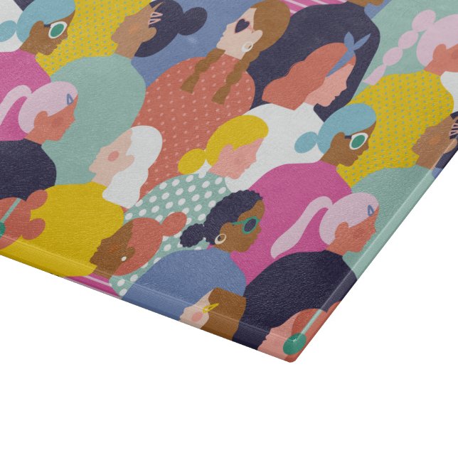 Tabla De Cortar Diversidad de mujeres - Mujeres de diversas razas (Borde)