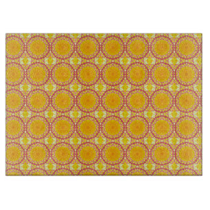 Tabla De Cortar Diversión con naranja y rojo