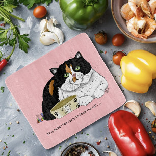 Tabla De Cortar Divertida Gata Calicó Mimada Alimentar Gato Rosa
