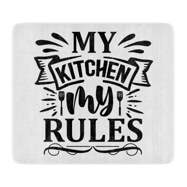 Tabla De Cortar Divertido mi cocina mis reglas (Anverso)