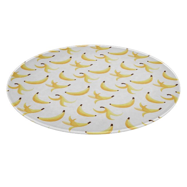 Tabla De Cortar Divertido patrón de plátano amarillo retro editabl (Borde)