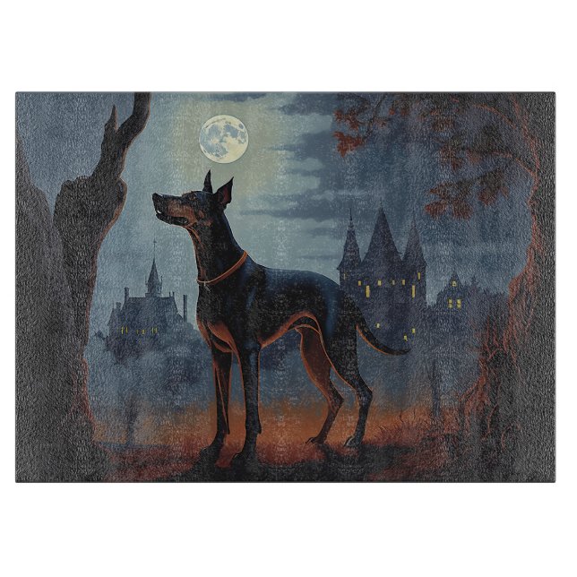 Tabla De Cortar Dóberman de Halloween aterrador (Anverso)