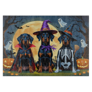 Tabla De Cortar Doberman Dogs Pumpkin Halloween Funny