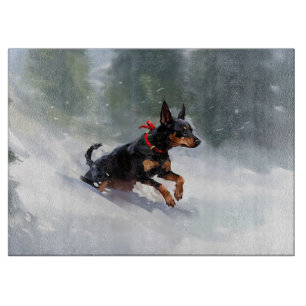 Tabla De Cortar Doberman Pinscher Navidad nieve invierno