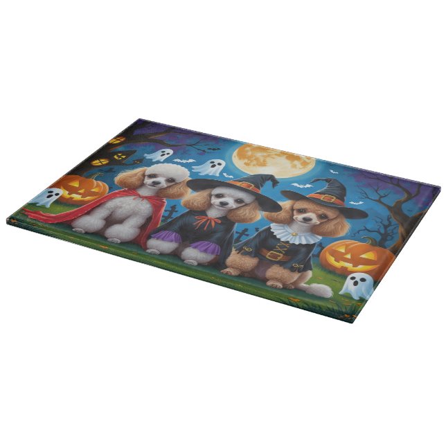 Tabla De Cortar Dogos de caniche Calabaza Halloween Gracioso (Borde)