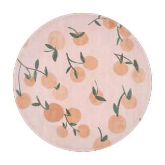 Tabla De Cortar Doodle Art: Patrón de cosecha de cerezos Naranjas