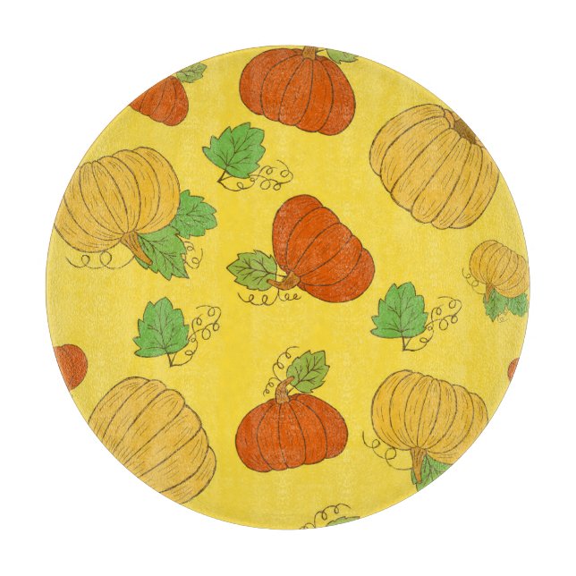 Tabla De Cortar Doodle de calabaza: Mano sin soldadura (Anverso)