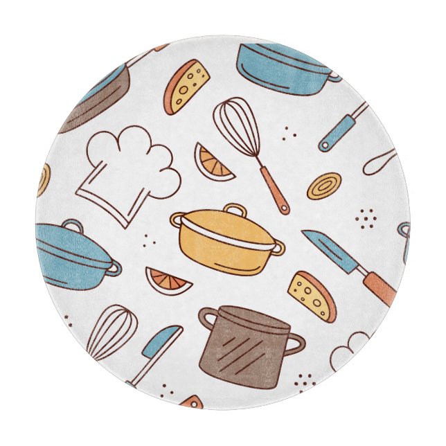Tabla De Cortar Doodle de la cocina alegre (Anverso)