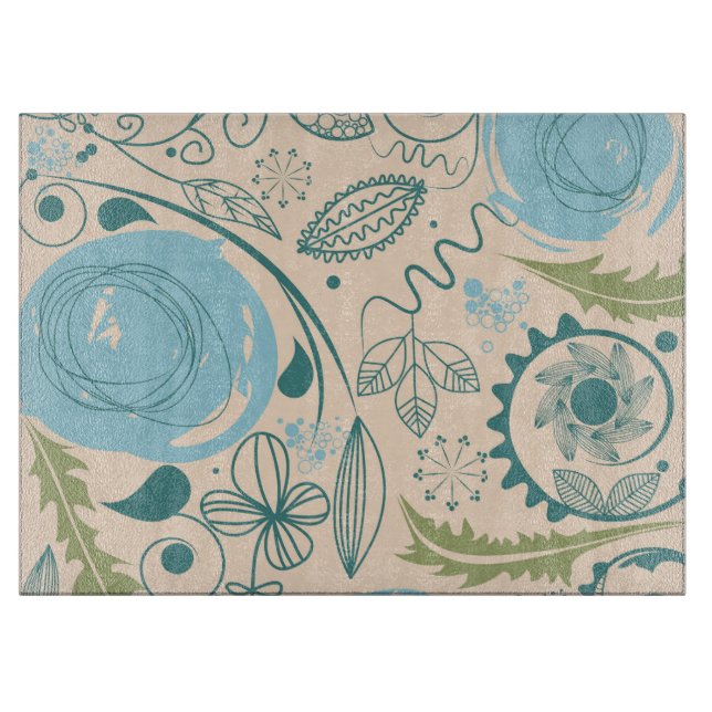 Tabla De Cortar Doodles de flores (Anverso)