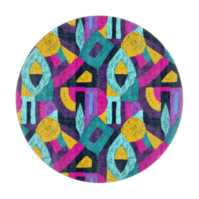 Tabla De Cortar Doodles retro: arte pop geométrico. (Anverso)