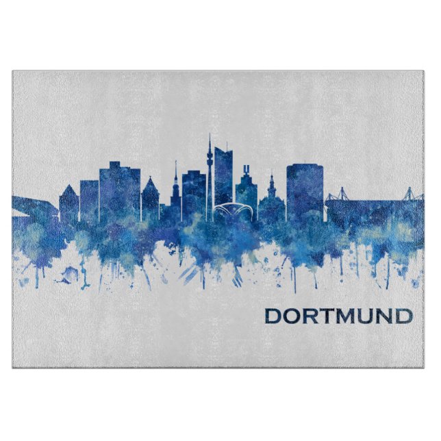 Tabla De Cortar Dortmund Germany Skyline Blue (Anverso)