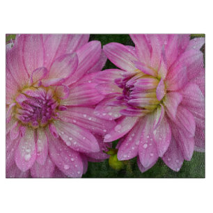 Tabla De Cortar Dos flores de dahlia rosa