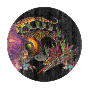 TABLA DE CORTAR DRAGO / DRAGÓN DE ORO FANTASÍA EN PURPÓN Y NEGR