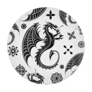 Tabla De Cortar Dragon Black Shape Tattoo Style