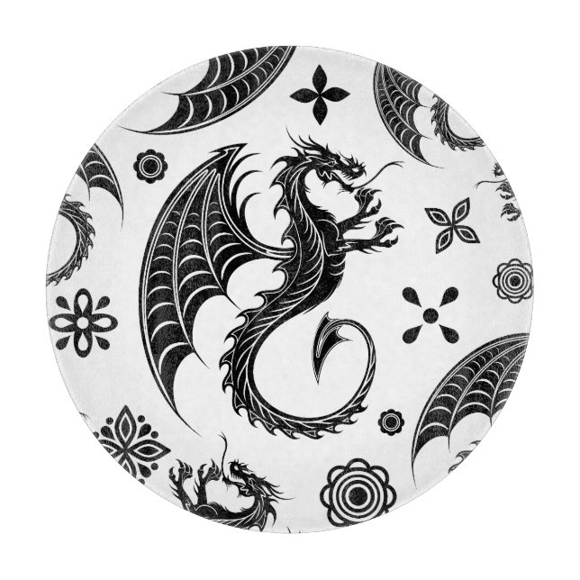 Tabla De Cortar Dragon Black Shape Tattoo Style (Anverso)