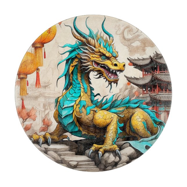 Tabla De Cortar Dragón chino tradicional para el Año Nuevo chino (Anverso)