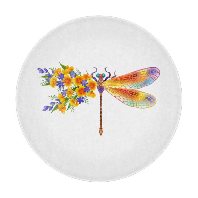 Tabla De Cortar Dragón de flores amarillas (Anverso)