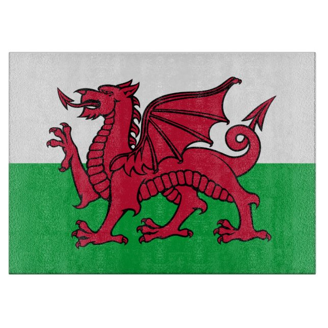 Tabla De Cortar Dragon Flag of Wales, Celtic Welsh National Flag (Anverso)