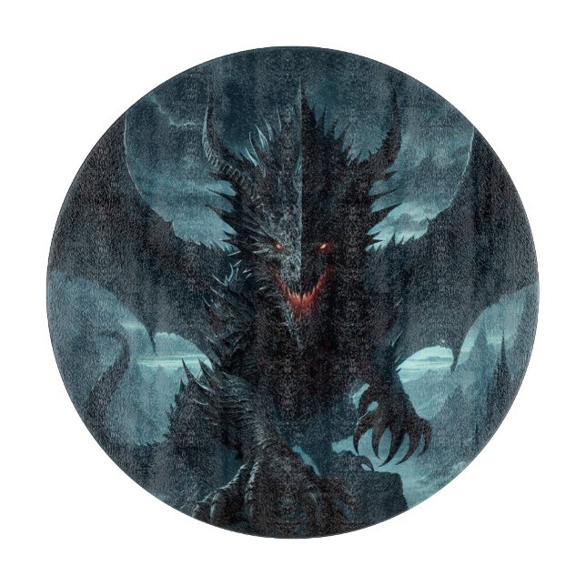 Tabla De Cortar Dragón medieval oscuro (Anverso)