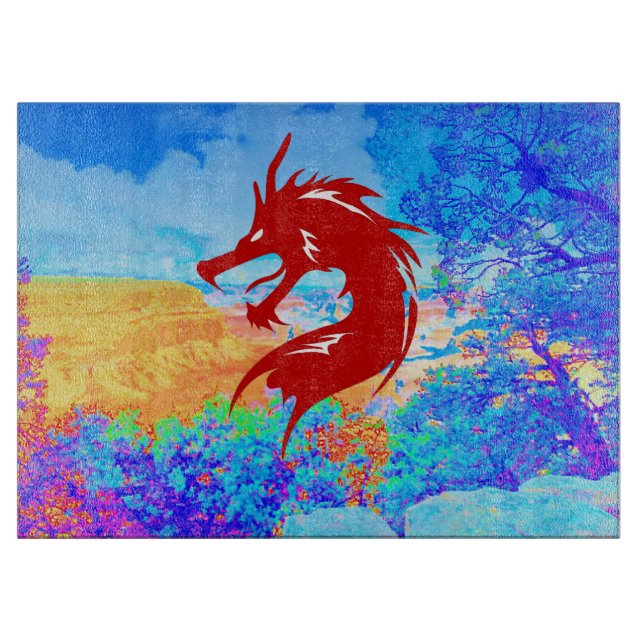 Tabla De Cortar Dragón rojo chino decorativo (Anverso)