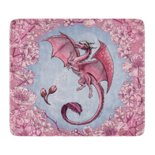 Tabla De Cortar Dragón rosado del arte de la fantasía de la