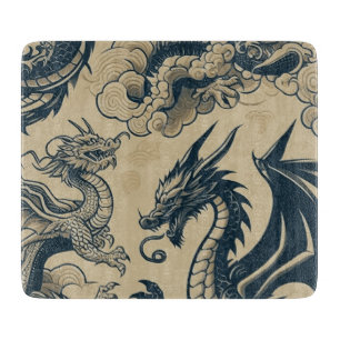 Tabla De Cortar Dragones anticuados de fantasía