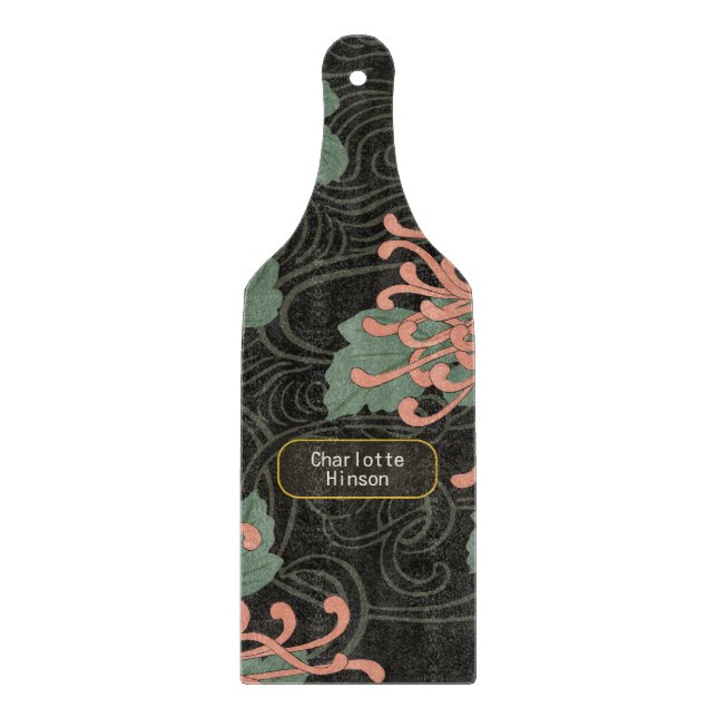 Tabla De Cortar Dramático crisantemo japonés floral (Anverso)