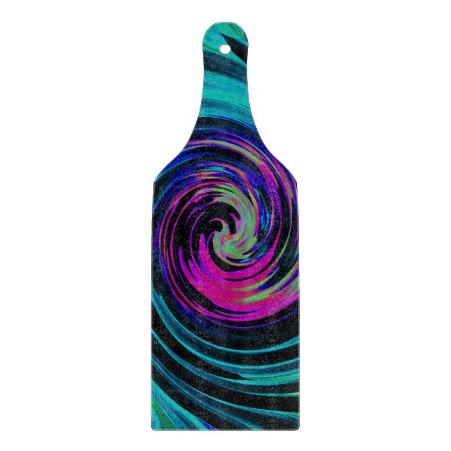 Tabla De Cortar Dramático giro retro negro y turquesa (Anverso)