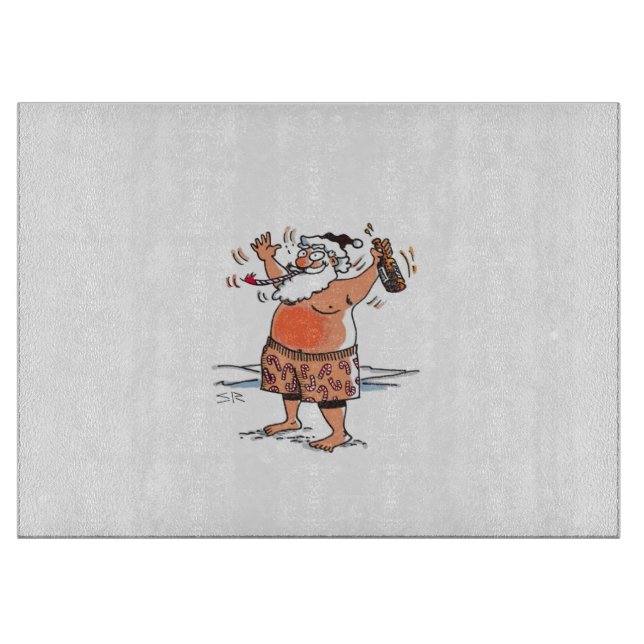 Tabla De Cortar Drunk Santa glass cutting board (Anverso)