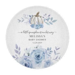 Tabla De Cortar Ducha de Bebe Floral de Calabaza Azul Polvoriento