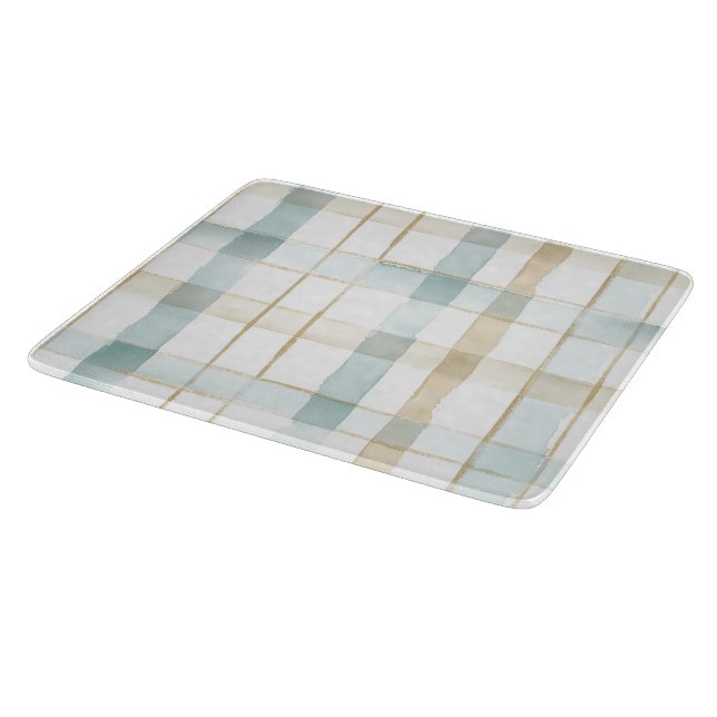 Tabla De Cortar Ducha de Novia Cuadros Azules Crema Blanco (Borde)
