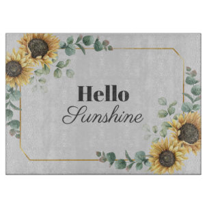 Tabla De Cortar Ducha de Novia Floral de Girasol de Eucalipto