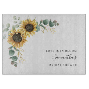 Tabla De Cortar Ducha de Novia Floral de Girasol Eucalipto