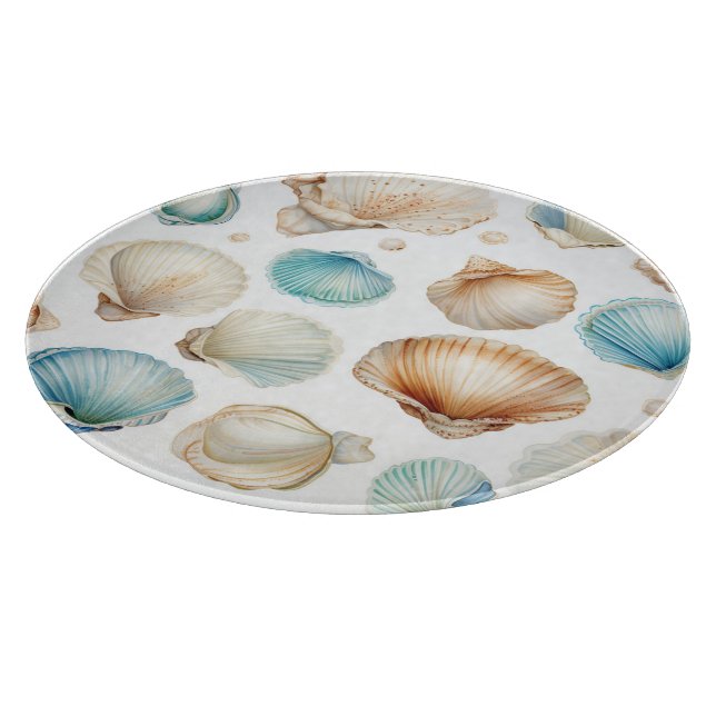 Tabla De Cortar Ducha Nupcial Conchas de Playa Crema Acuática (Borde)