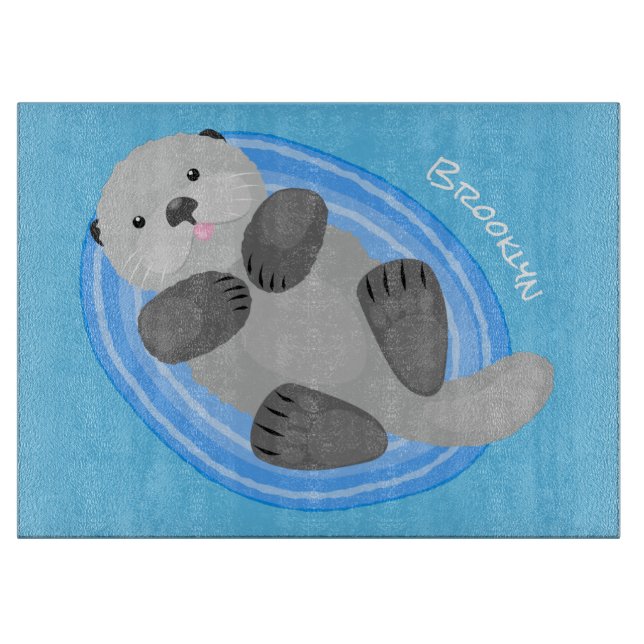 Tabla De Cortar Dulce ilustración de dibujos animados de nutria ma (Anverso)