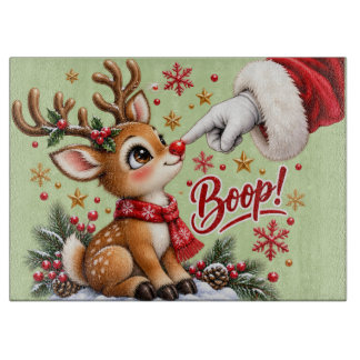 Tabla De Cortar Dulce Santa y Boop en la Nariz de Reno Navidad