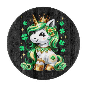 Tabla De Cortar Dulce Unicornio Trébol Día de San Patricio