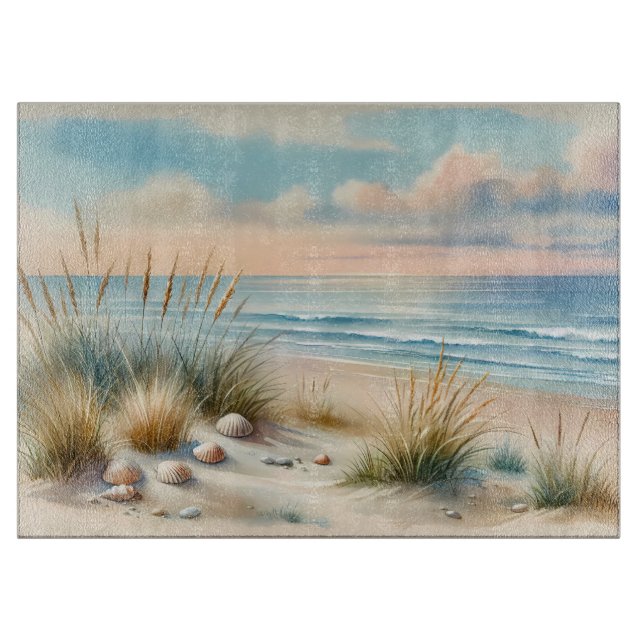 Tabla De Cortar Dunas Costeras Pastel Acuarela (Anverso)