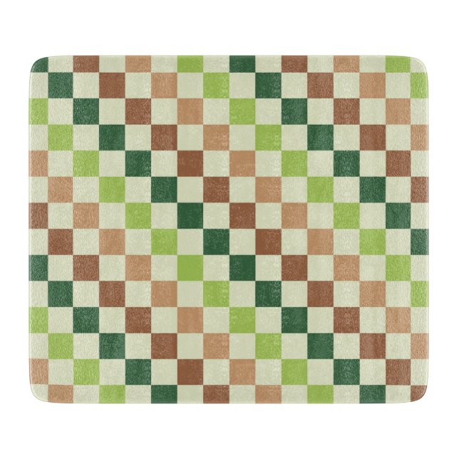 Tabla De Cortar Earthy rainbow diagonal checkerboard pattern (Anverso)