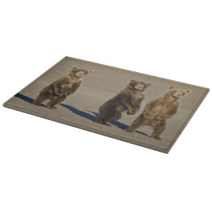 Tabla De Cortar EE. UU. Alaska. Cachorros de oso pardo costero