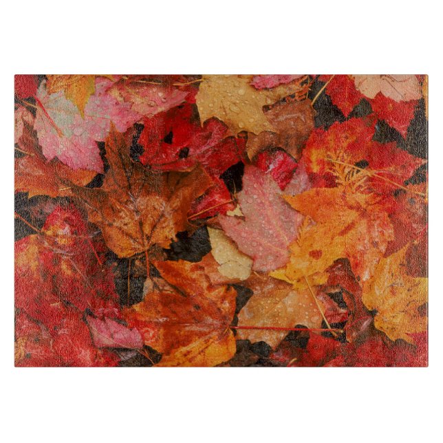 Tabla De Cortar EE. UU., Maine. Hojas de arce de otoño (Anverso)